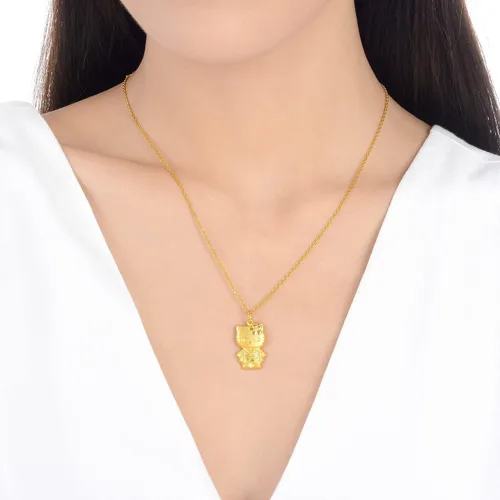 Vista 3 de CHOW SANG SANG Sanrio - Colgante de oro macizo 999.9 de 24 quilates Hello Kitty en Japón para mujeres y niñas 54487P (no incluye el collar), Metal