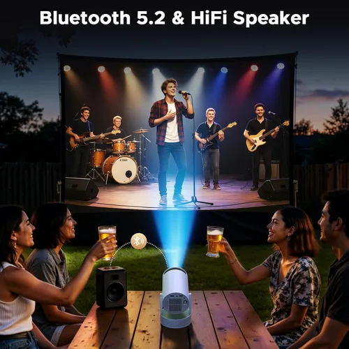 Vista 4 de Mini proyector portátil con batería, WiFi 6 y Bluetooth