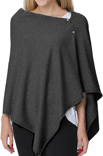 Vista 8 de stylesilove Multi-Use Knit Nursing Shawl Poncho Adjustable Buttons for Breastfeeding Protection Nursing Cover Infinity Scarf