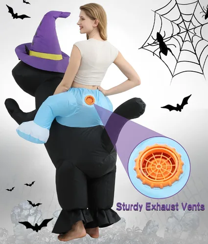 Vista 6 de Double Couple Disfraz de Halloween para adultos y niños, inflable, divertido de alienígena, disfraz de cosplay para mujeres y hombres