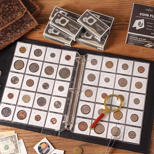 Vista 6 de 300 piezas de monedas en 6 tamaños de cartón, soportes de monedas de 2 x 2 pulgadas para dólares centavos centavos centavos de centavo de centavo