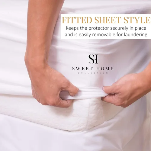 Vista 4 de Sweet Home Collection Protector de colchón impermeable de alta calidad, protector de cama de algodón suave con revestimiento trasero de membrana