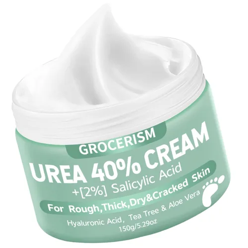 Vista 14 de Crema de urea 20 por ciento para pies más 2% ácido salicílico 5.29 oz Crema de pies y manos de máxima fuerza con ácido hialurónico, árbol de té