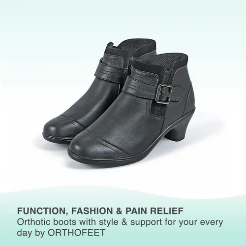 Vista 6 de Orthofeet Botas ortopédicas innovadoras para mujer, ideales para fascitis plantar, alivio del dolor de pies y talón. Pantuflas de soporte de arco