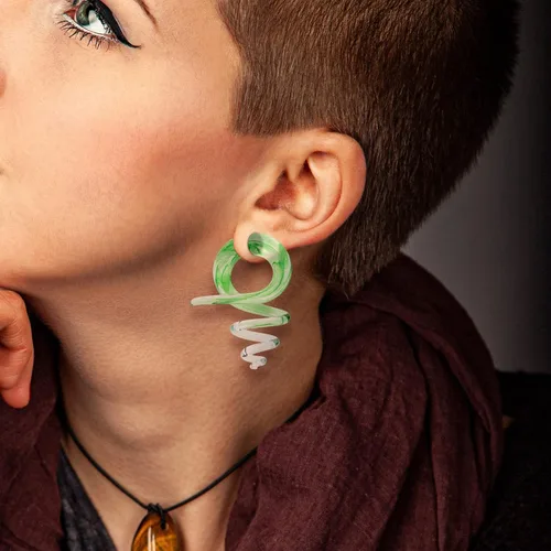 Vista 5 de Oyaface 2 unidades de vidrio para oreja, tapones para la oreja, dilatadores de oído, forma espiral