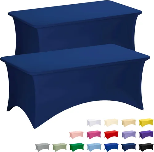 Vista 50 de Fixwal Paquete de 6 Manteles de Mesa Rectangulares, Cubierta de Mesa de 6 Pies, Mantel Blanco Rectangular Ajustado Elástico Rectangular, Cubierta