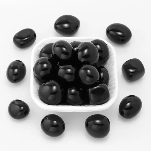 Vista 4 de Piedras de obsidiana negra, piedras pulidas y rocas, cristales curativos naturales para equilibrio de chakras, meditación, decoración espiritual