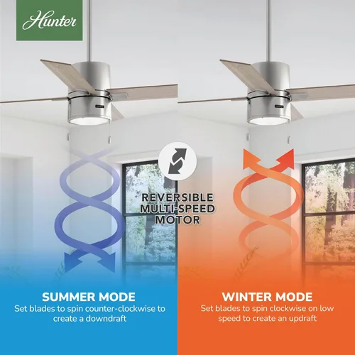 Vista 4 de Hunter Beck - Ventilador de techo para interiores, con luz LED, 52 pulgadas, níquel cepillado