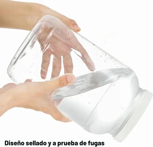 Vista 3 de ZOOFOX Paquete de 2 tarros de plástico con tapas, recipientes de almacenamiento de boca ancha de 1 galón, tarros de plástico vacíos