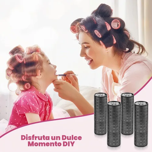 Vista 4 de WILLBOND 4 rodillos de pelo largos para flequillo, rizadores de núcleo de aluminio, rodillo térmico de autoagarre para cabello largo y mediano, Negro