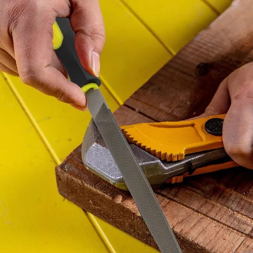 Vista 10 de Lima plana de 6 pulgadas de longitud, lima de mano de acero de alto carbono con mango ergonómico para remover, refinar, dar forma y raspar proyectos