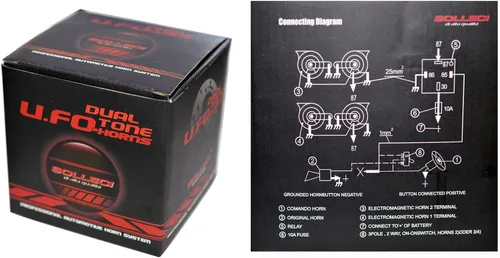 Vista 9 de Dual Super Tone Loud Blast 139Db Universal Euro Red Bocinas Redondas Alto Bajo Tono Doble Kit de Bocina Doble con Par de Soporte Compacto