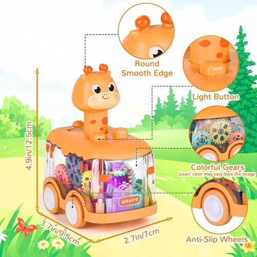 Vista 2 de ShinySong Coches de juguete para bebés, auto de prensa y marcha para niños pequeños, juguetes iluminados, regalos de cumpleaños para niños y niñas