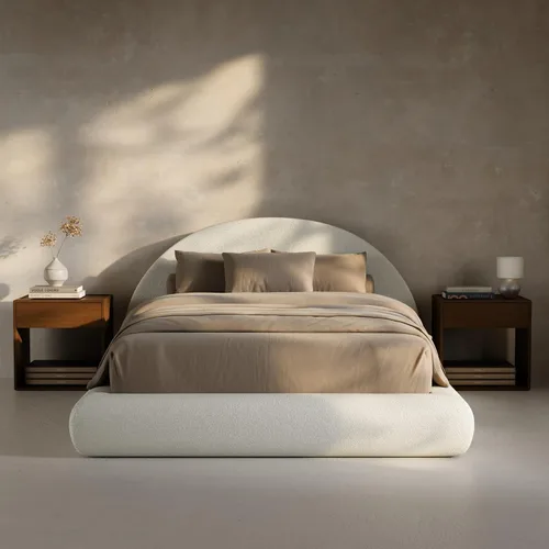 Vista 14 de RECCI AirFrame - Base de cama tapizada de media luna con plataforma doble, base curvada de terciopelo con cabecero, espuma acolchada totalmente
