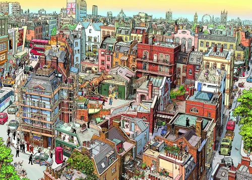 Vista 2 de Heye Nuevo para 2016 Sherlock and Co/Gobel/Knorr Triangular Puzzles (2000 piezas, multicolor)