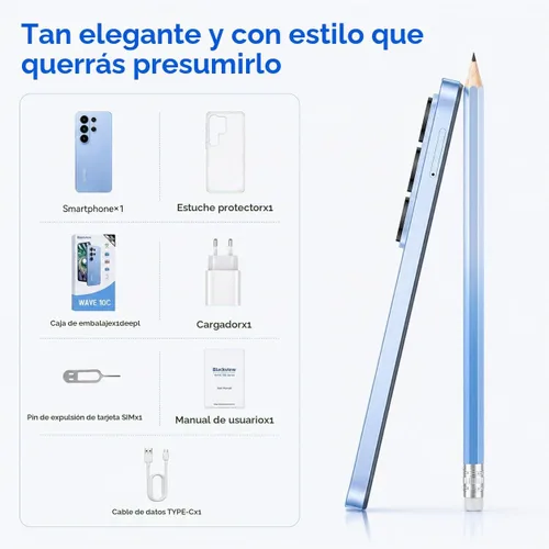 Vista 10 de Blackview Wave 10 Teléfono celular desbloqueado, Smartphones para T-Mobile Android 16, 6.88 pulgadas, 120 Hz, 32 GB + 128 GB, 1 TB expandible, 32
