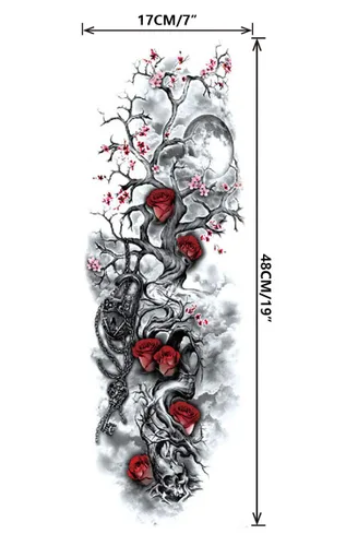 Vista 5 de Pinone Tatuaje temporal de brazo completo para hombre y mujer L19"xW7"(12 hojas)