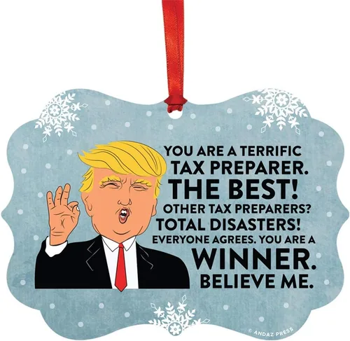 Vista 100 de Andaz Press Presidente Donald Trump Fancy Frame Recuerdo Adorno de Navidad Regalo de broma Ejecutivo de Cuenta, 1 paquete, Divertidas Ideas