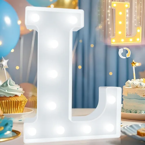 Vista 21 de Pooqla Letras con luces LED de marquesina, letras decorativas iluminadas en blanco cálido y blanco frío, letras del alfabeto iluminadas para niños
