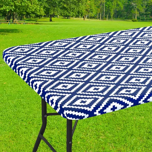 Vista 48 de Smiry Mantel cuadrado para mesa de pícnic, impermeable, elástico, ajustable, para campamento, protector de vinilo con parte trasera de franela Beige