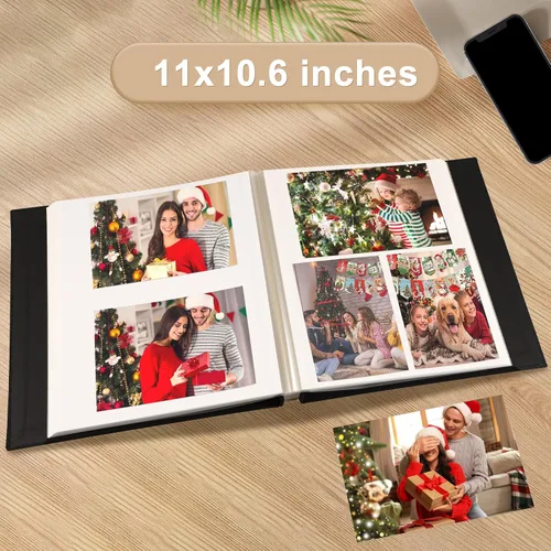 Vista 6 de Álbum de fotos autoadhesivas, álbumes de recortes, álbumes de fotos magnéticos con páginas adhesivas para fotos de 4 x 6, 5 x 7, 8 x 10 pulgadas