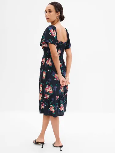 Vista 3 de GAP Vestido midi de manga corta con cuello cuadrado para mujer