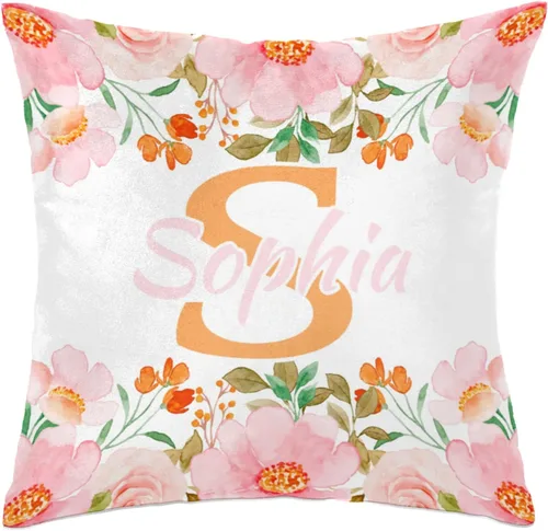 Vista 16 de Funda de almohada con nombre, funda de almohada personalizada con flores, funda de almohada cuadrada, regalos de cumpleaños para mamá, sofá, cama