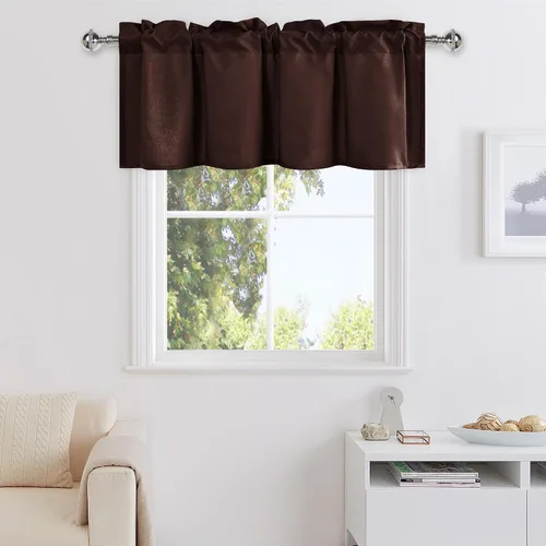 Vista 8 de DWCN Cortinas de Cenefa para Sala de Estar, Cocina, Baño/Sótano - Aqua Sólido, 1 Panel, 42 x 12 Pulgadas, Oscurecimiento de Habitación Solid Short
