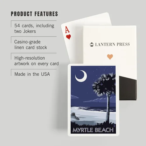 Vista 3 de Lantern Press Myrtle Beach, Carolina del Sur, Palmetto Moon (52 cartas de juego, baraja de cartas de tamaño póquer con comodines)