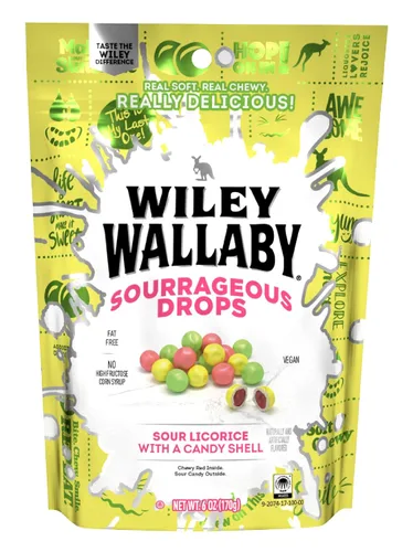 Vista 12 de Wiley Wallaby 6 oz. Gotas Fruitrageous Drops Frutas Originales Caramelos de Regaliz Suaves y Masticables Estilo Australiano Gourmet, Paquete de 2