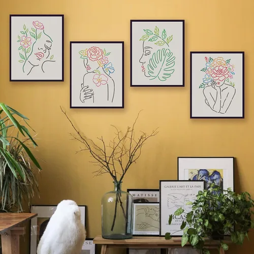 Vista 6 de FINGERINSPIRE 4 plantillas de cara para mujer de 11.7 x 8.3 pulgadas, plantillas de pintura floral femenina, plantillas de plástico para mujer