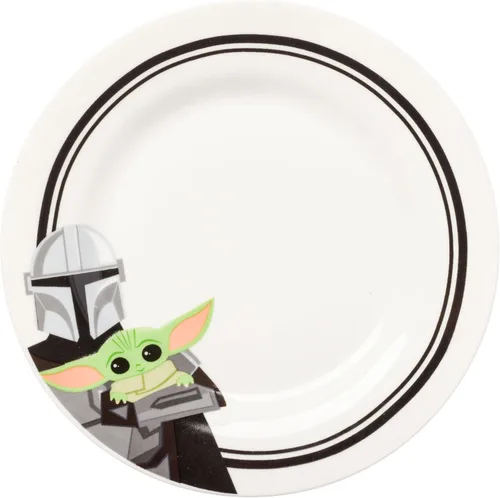 Vista 6 de Silver Buffalo Star Wars The Mandalorian and The Child Baby Yoda Grogu - Juego de 4 platos de cerámica con borde de 8 pulgadas El mandaloriano