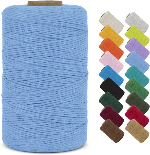 Vista 9 de Cuerda de macramé de algodón natural de 0.039 in x 426 yardas, cuerda de colores para manualidades, fabricación de joyas, colgar en la pared Verde