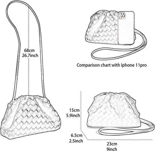 Vista 2 de Bolso tejido de bola de masa para mujer, bolso cruzado de nube suave