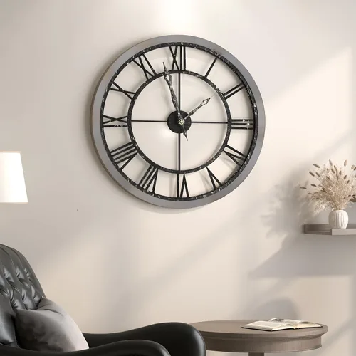 Vista 45 de Cuspin Reloj de pared de 24 pulgadas con engranajes, reloj de metal