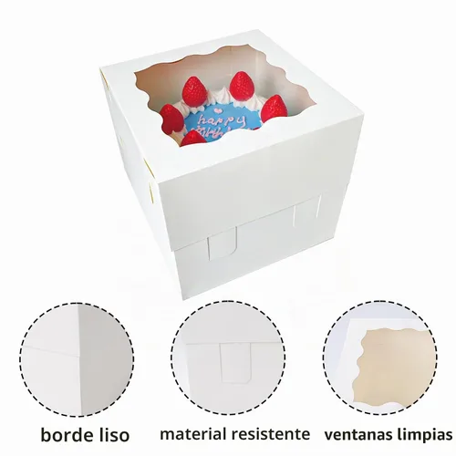 Vista 3 de Moretoes 10 cajas para pasteles de 8x8x8 pulgadas con ventana, cajas blancas para postres de panadería, Cajas Pasteles para pastel, Día de San