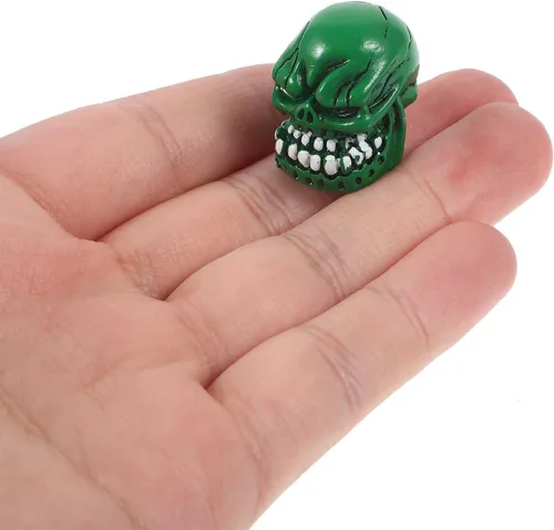 Vista 4 de 4pcs Skull Shaped Valve Stem Caps Green Resin Tire Valve Caps Car Motorcycle Bicycle Decorative Accessories