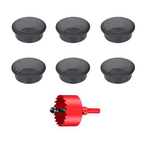 Vista 13 de TuTuYa 10 piezas de pasacables de escritorio, pasacables de escritorio de 1-3/8 pulgadas (35 mm) con sierra de agujero, ideal para cables de mesa