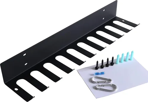 Vista 3 de Estante de almacenamiento multiusos para equipos de gimnasio, colgador de almacenamiento para bandas de resistencia, estante para barras, estante