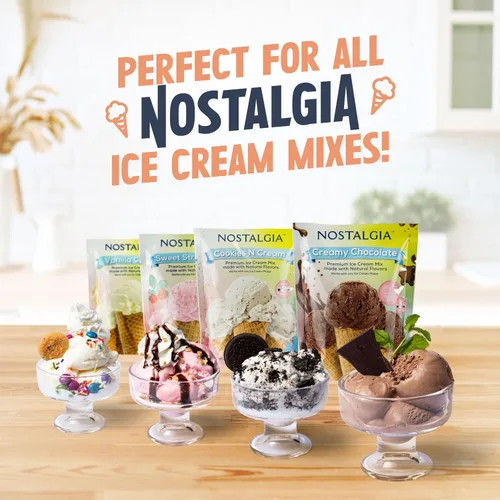 Vista 7 de Nostalgia Máquina Eléctrica para Hacer Helado - Máquina de Helado Suave al Estilo Antiguo Prepara Yogur Congelado o Gelato en Minutos - Divertido