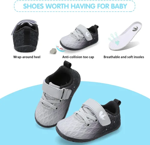 Vista 4 de FEETCITY Zapatillas de bebé para niños y niñas zapatos de primera caminata zapatos de cuna para recién nacidos zapatos de meter