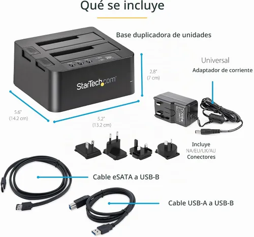 Vista 6 de StarTech Duplicador de disco duro independiente, Dock de disco duro externo de doble bahía USB 3.0 (5 Gbps) / eSATA a HDD/SSD SATA III de 2.5/3.5