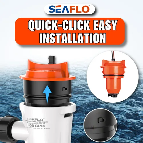Vista 4 de SEAFLO Motor de cartucho de repuesto para bomba de sentina, Livewell/Baitwell de 12 V, 800 GPH, compatible con los modelos SEAFLO SFBP1-G800-03