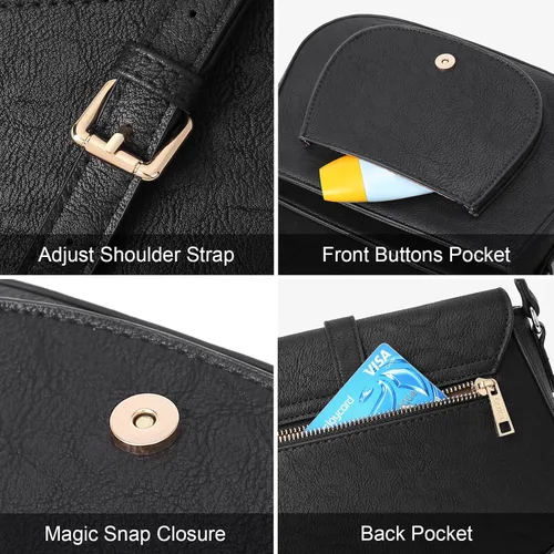 Vista 4 de CLUCI Bolso cruzado para mujer, bolso cruzado de cuero vegano para mujer, bolsos cruzados, bolsos pequeños de hombro con 2 correas ajustables