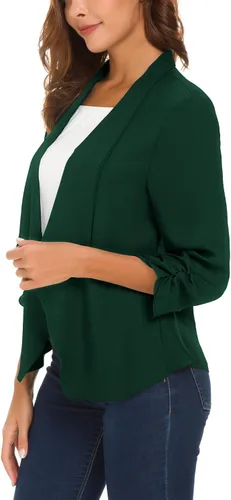 Vista 3 de Blazer ligero de gasa fina con mangas fruncidas para mujer