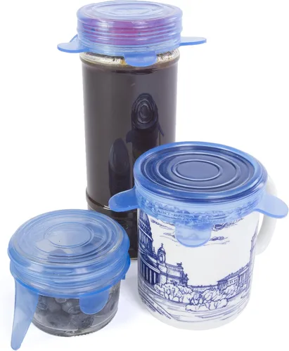 Vista 2 de Cocina + tapas de silicona extensibles – Juego de 6 cubiertas de silicona para almacenar alimentos – sin BPA