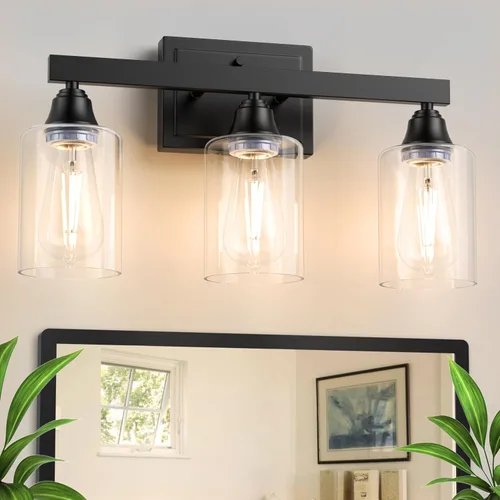 Vista 10 de VOLISUN Accesorios de iluminación de baño de níquel cepillado, 3 luces de cambiador de baño sobre espejo, luces de cambiador modernas para baños
