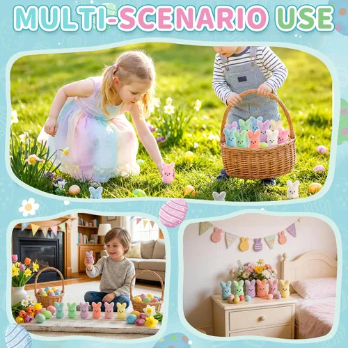 Vista 5 de Relleno de cesta de Pascua para niños, rellenos de huevos de Pascua, juguetes de conejo, regalos de Pascua para niños, recuerdos de fiesta para 12