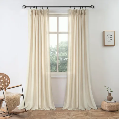 Vista 16 de DriftAway Cortinas plisadas de lino semitransparentes con textura de casa de campo sólidas y rústicas modernas para sala de estar y dormitorio, 2