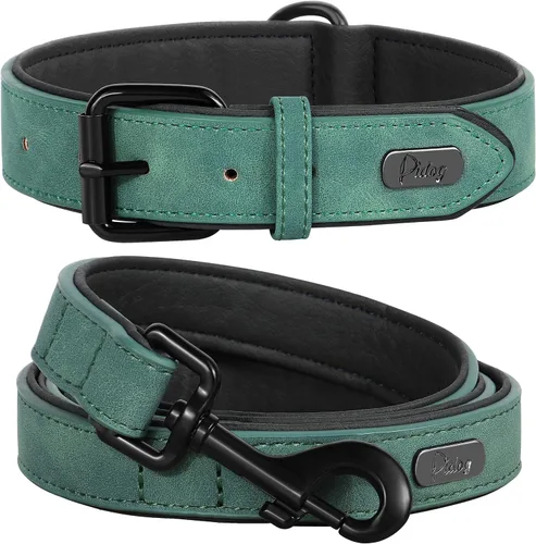 Vista 17 de Didog Collar de Perro de Cuero PU Suave Acolchado, Transpirable y Ajustable Collares para Perros Pequeños, Cómodo para Caminata Diaria, Azul, M